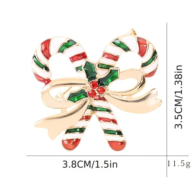 Christmas Candy Cane Festive Brooch