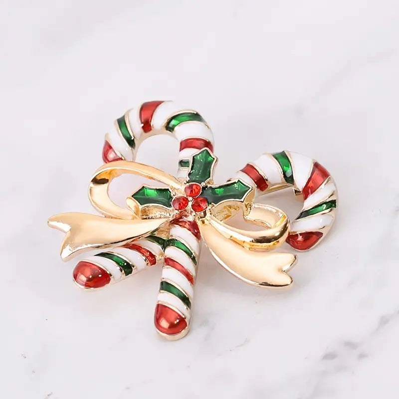 Christmas Candy Cane Festive Brooch