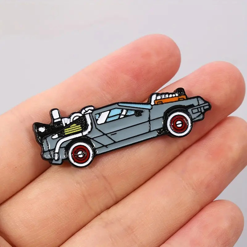 DeLorean Back to the Future Enamel Pin, Classic Car Collector Brooch, Lapel