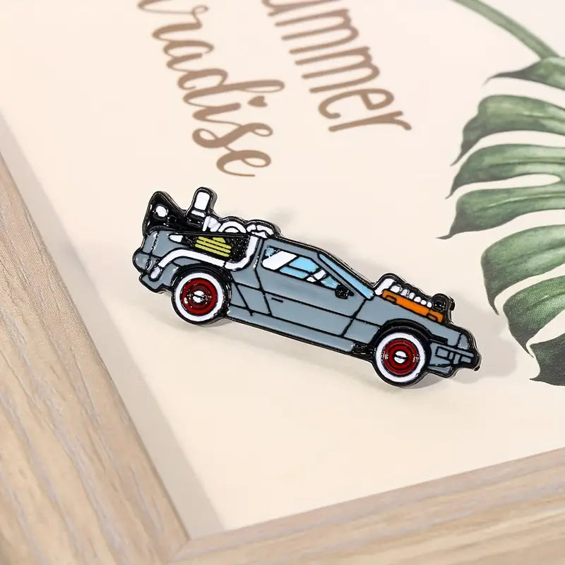 DeLorean Back to the Future Enamel Pin, Classic Car Collector Brooch, Lapel